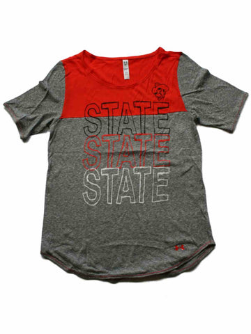 Kaufen Sie Oklahoma State Cowboys Under Armour Damen-Tri-Blend-T-Shirt in Grau und Orange (M) – sportlich