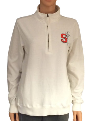 Shoppen Sie Syracuse Orange GFS Weißer Damen-Pullover mit 1/4-Reißverschluss und Taschen (M) – sportlich