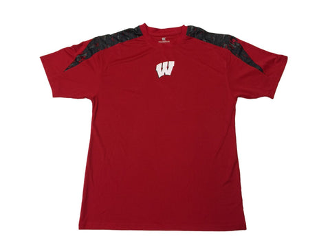 Wisconsin Badgers Colosseum SS-T-Shirt in Rot mit schwarzem, grauem und rotem Muster (L) – Sporting Up