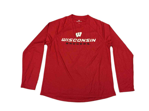 Wisconsin Badgers Colosseum rotes Chevron-Design-Langarm-T-Shirt mit Rundhalsausschnitt (L) – sportlich