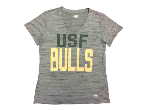 Shop South Florida Bulls Under Armour T-shirt gris à manches courtes et col en V pour femmes (M) - Sporting Up