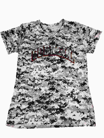 Shop Cornell University WOMENS Gray Black & White Digital Camo SS V- Neck T-Shirt (M) - Sporting Up