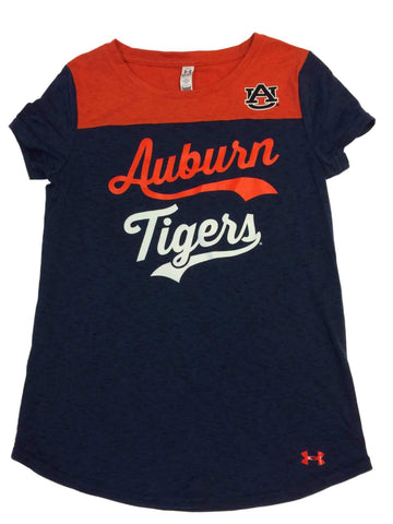 Auburn Tigers Under Armour Heatgear GIRLS Navy & Orange SS T-Shirt (M) - Sporting Up