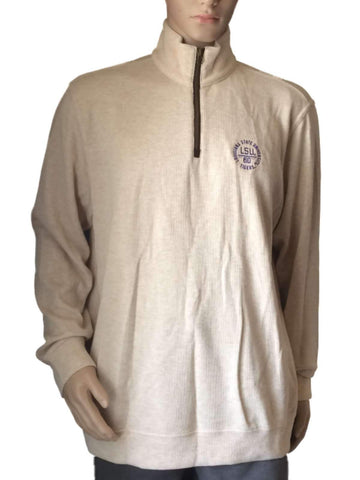 LSU Tigers Gear for Sports Beige Long Sleeve 1/4 Zip Pullover Jacket (L) - Sporting Up