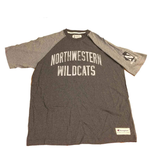 Kaufen Sie ein zweifarbiges, graues Kurzarm-T-Shirt mit Rundhalsausschnitt (L) der Northwester Wildcats Champion – sportlich