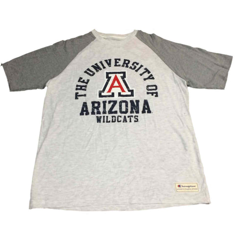 Shop Arizona Wildcats Champion Two-Toned Gray Cracked Logo Crew Neck T-Shirt (L) - Sporting Up