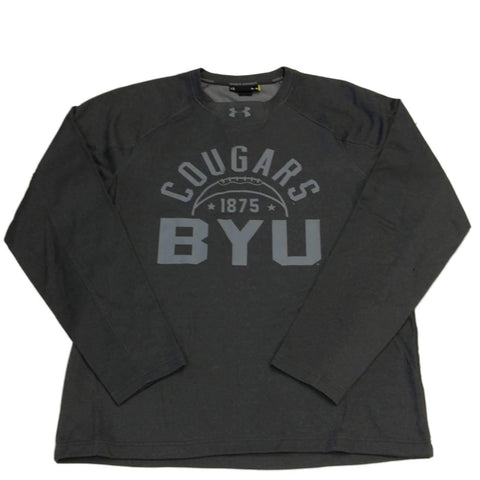 Shop BYU Cougars Football Under Armour ColdGear Gray LS Crew Neck Sweatshirt (L) - Sporting Up