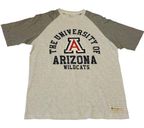 Compre camiseta con cuello redondo de manga corta ultra suave gris de dos tonos campeón de los arizona wildcats (l) - sporting up