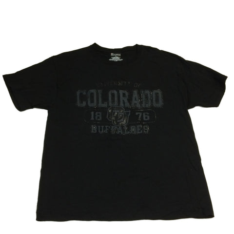 Shop Colorado Buffaloes Champion Black Grunge Logo Short Sleeve Crew Neck T-Shirt (L) - Sporting Up