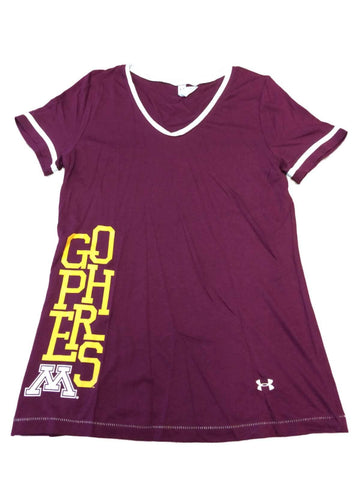Minnesota Golden Gophers Under Armour Damen-T-Shirt in Kastanienbraun mit U-Ausschnitt (M) – sportlich