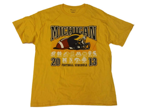 Michigan wolverines champion gul 2013 fotbollsschema ss crew t-shirt (l) - sportig upp