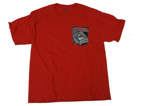 Gonzaga Bulldogs Champion rotes SS-T-Shirt mit Rundhalsausschnitt und Siebdrucktasche (L) – sportlich