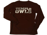 Temple Owls Champion JUGEND Kastanienbraunes „Fear the Claw“ Langarm-T-Shirt mit Rundhalsausschnitt (M) – Sporting Up