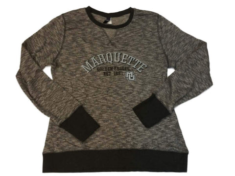 Boutique Marquette Golden Eagles Gfs Womens Black White Speckle Ls Crew Sweatshirt (M) - Sporting Up