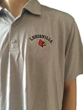 Louisville Cardinals Champion PowerTrain Gray SS 3 Button Golf Polo T-Shirt (L) - Sporting Up