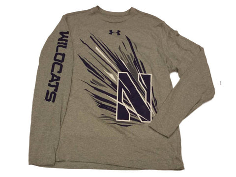Northwestern wildcats under armor anti-lukt heatgear grå ls crew t-shirt (l) - sporting up