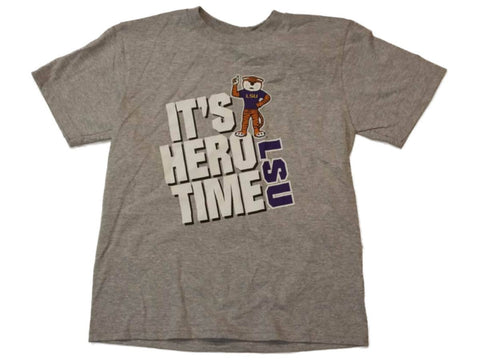 LSU Tigers Champion JUGEND Graues „It's Hero Time“ SS-T-Shirt mit Rundhalsausschnitt (M) – Sporting Up