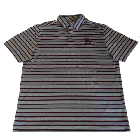 Shop Harvard Crimson Under Armour Heatgear Gray Maroon Stripe SS Golf Polo T-Shirt(L) - Sporting Up