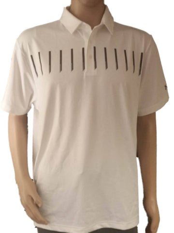 Shop Harvard Crimson Under Armour Heatgear White SS 3 Button Golf Polo T-Shirt (L) - Sporting Up