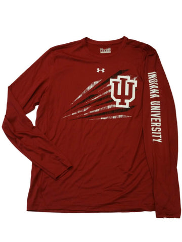 Indiana Hoosiers Under Armour Heatgear Loose Maroon LS Crew Neck T-Shirt (L) - Sporting Up