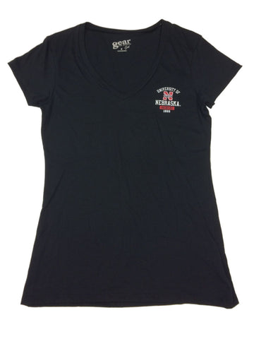 Nebraska cornhuskers gfs dam svart kortärmad t-shirt med v-ringad (m) - sporting up