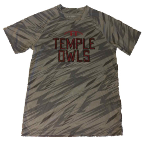 Kaufen Sie Temple Owls Under Armour Heatgear Jungen-T-Shirt mit Rundhalsausschnitt (M) in Grau mit Muster – sportlich