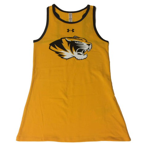 Compre camiseta (s) sin mangas con espalda cruzada amarilla para mujer under armour hg de los tigres de missouri - sporting up