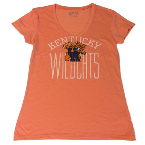 Kentucky Wildcats GFS Damen-Kurzarm-T-Shirt mit V-Ausschnitt in Pastellkoralle (M) – sportlich