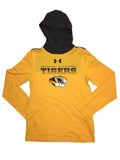 Missouri Tigers Under Armour Loose Fit YOUTH Yellow Gray LS Hooded T-Shirt (M) - Sporting Up