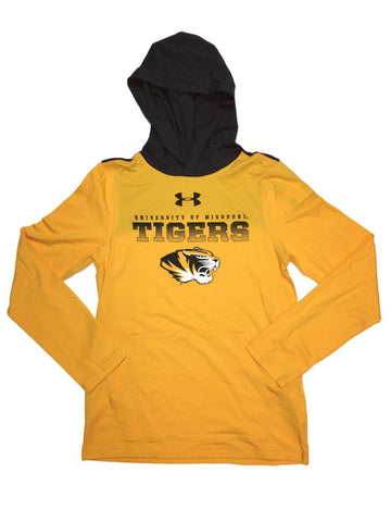 Shop Missouri Tigers Under Armour Loose Fit YOUTH Yellow Gray LS Hooded T-Shirt (M) - Sporting Up