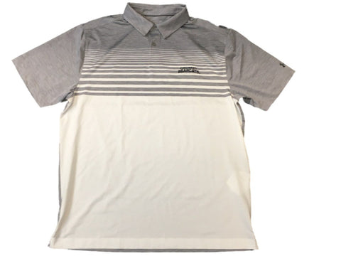 Shop Cincinnati Bearcats Under Armour Heatgear White Gray Stripe Golf Polo T-Shirt(L) - Sporting Up