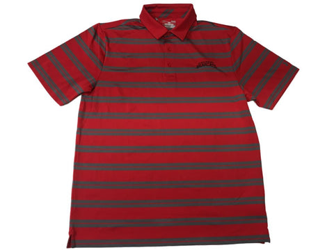 Shop Cincinnati Bearcats Under Armour Heatgear Red Gray Stripe Golf Polo T-Shirt (L) - Sporting Up