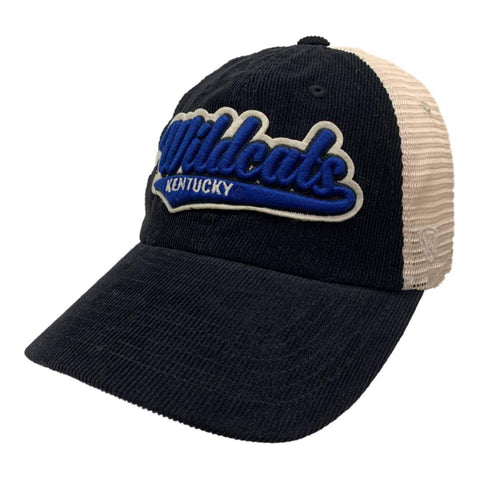 Die Kentucky Wildcats haben eine Snapback-Mütze aus schwarzem Cord im „Rebel“-Stil mit Netzrücken – sportlich