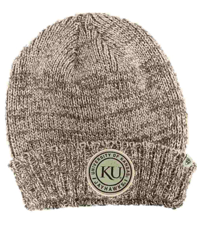 Magasinez les Jayhawks du Kansas remorquant le bonnet de bonnet d'hiver à revers en tricot acrylique gris "ku" - Sporting Up