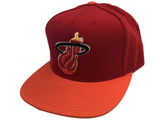 Miami Heat Mitchell & Ness Red & Orange Flat Bill Fitted Hat Cap (7 3/8) - Sporting Up