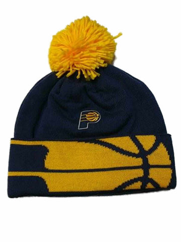 Shop Indiana Pacers Adidas Navy Yellow Basketball Cuffed Beanie Hat Cap with Poof - Sporting Up