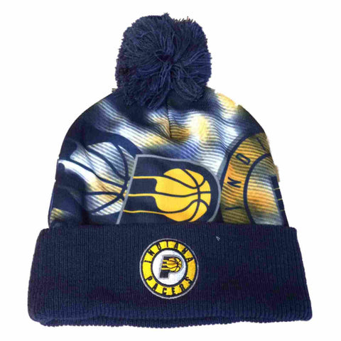 Shop Indiana Pacers Adidas Navy Gradient Pattern Cuffed Beanie Hat Cap with Poof - Sporting Up