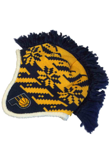 Shop Indiana Pacers Adidas Yellow Navy Pattern Beanie Hat Cap with Mohawk Poof - Sporting Up