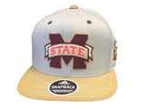 Mississippi State Bulldogs Adidas Gray Structured Snapback Flat Bill Hat Cap - Sporting Up