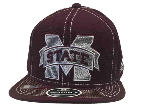 Mississippi State Bulldogs Adidas Maroon Structured Snapback Flat Bill Hat Cap - Sporting Up