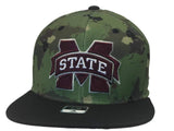 Mississippi State Bulldogs Adidas Green World Map Fitted Flat Bill Hat Cap (S/M) - Sporting Up