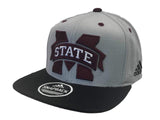 Mississippi State Bulldogs Adidas Gray & Black Snapback Flat Bill Hat Cap - Sporting Up