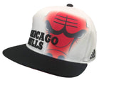 Chicago Bulls Adidas White Structured Adjustable Strapback Flat Bill Hat Cap - Sporting Up