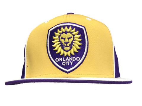 Orlando City SC Adidas Purple Yellow White Structured Snapback Flat Bill Hat Cap - Sporting Up