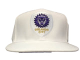 Orlando City SC Adidas White & Purple Superflex Fitted Flat Bill Hat Cap (S/M) - Sporting Up