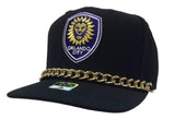 Orlando City SC Adidas WOMEN Black with Chain Snapback Flat Bill Hat Cap - Sporting Up