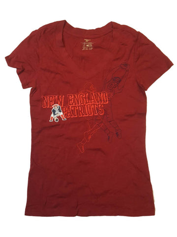 Shop New England Patriots Reebok WOMENS Maroon Vintage Logo SS V-Neck T-Shirt (M) - Sporting Up