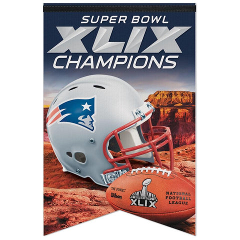 Bannière en feutre Premium des Champions du Super Bowl XLIX des Patriots de la Nouvelle-Angleterre 17'' x 26'' - Sporting Up