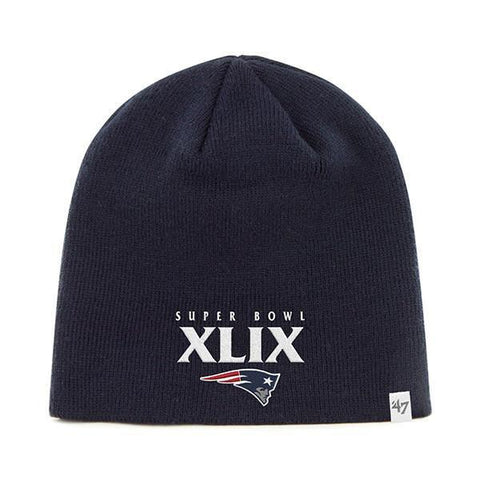 Shop New England Patriots 47 Brand 2015 XLIX Super Bowl Navy Knit Hat Cap Beanie - Sporting Up