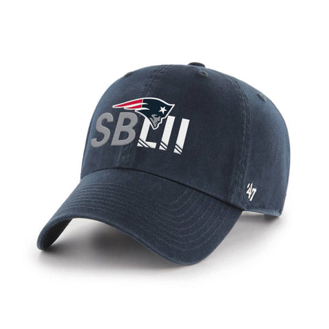Achetez les Patriots de la Nouvelle-Angleterre 2018 Super Bowl « Sblii » 47 Brand Navy Clean Up Adj. chapeau casquette - faire du sport